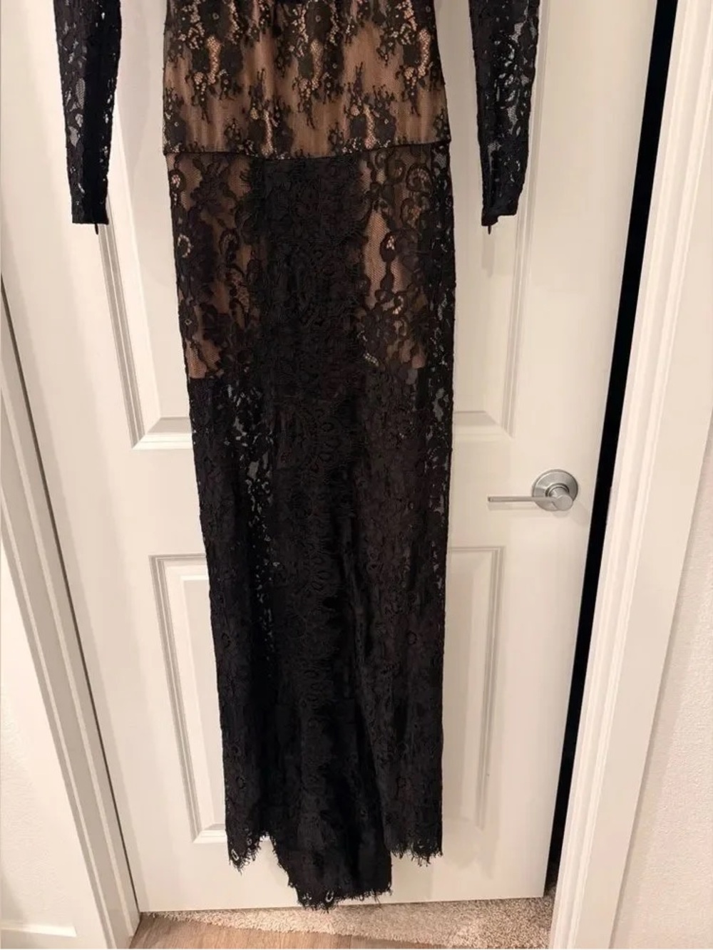 Black Lace Cutout Evening Gown - Picture 9 of 12